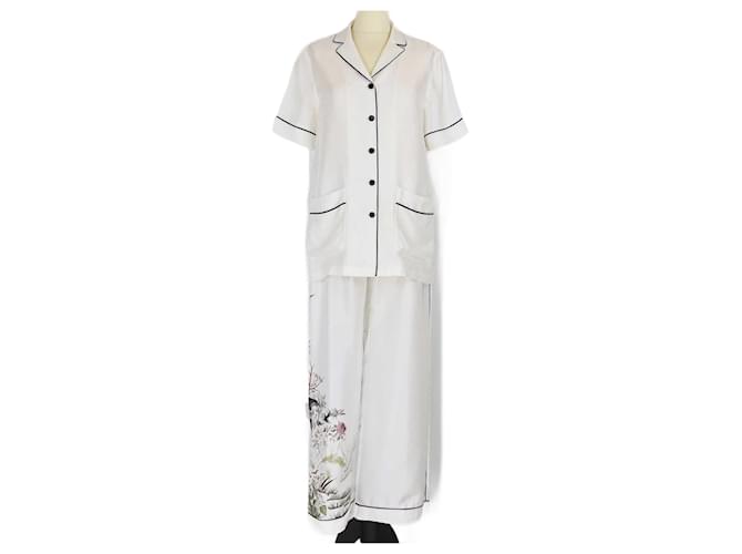 Conjunto de camisa y pantalón de manga corta blanco Chez Moi de Christian Dior Seda  ref.1393466