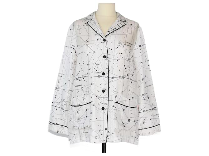 Christian Dior White Constellation Printed Twill Pajama Top Silk  ref.1393467