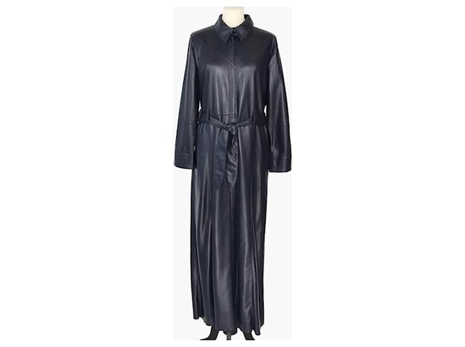 Nanushka Navy Blue Tarot Vegan Tie Front Dress Leather  ref.1393475