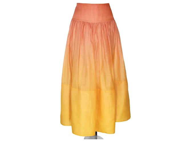 Zimmermann – Orangefarbener Maxirock mit Ombre-Muster Seide  ref.1393478