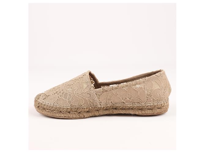 Espadrillas in pizzo beige Dolce & Gabbana taglia 38 Tela  ref.1393503