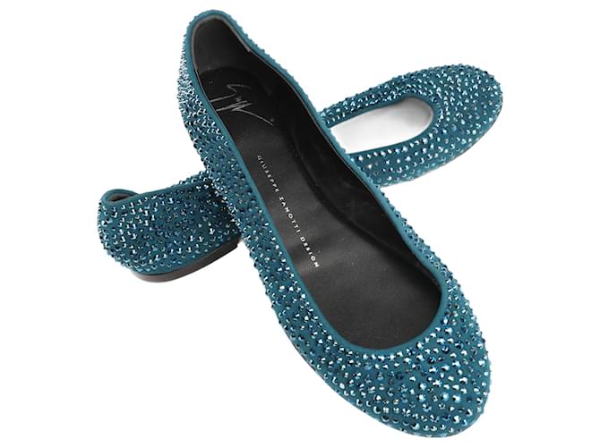 Giuseppe Zanotti Ballerine impreziosite da cristalli blu nella taglia 37 EU Svezia  ref.1393504