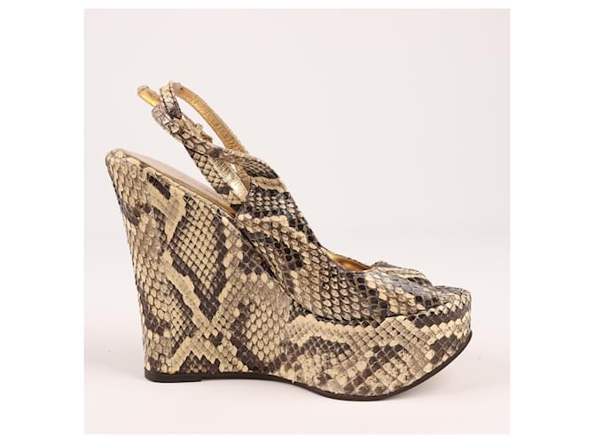 Zeppe con plateau in pelle di serpente esotica Dolce & Gabbana - Taglia 37 EU Beige  ref.1393510