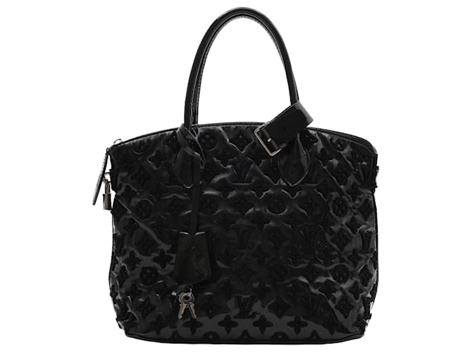 LOUIS VUITTON Patent Lambskin Fascination Lockit BB Handbag in Black Leather  ref.1393517