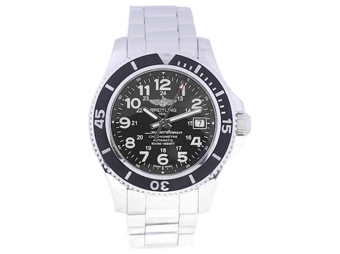 Breitling Superocean A17365 2861906 SS AT relógio masculino com mostrador preto Aço  ref.1393518