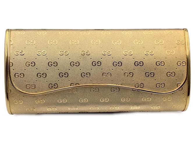 Gucci Vintage Rare Gold Metal GG Monogram Evening Clutch Bag Golden  ref.1393538