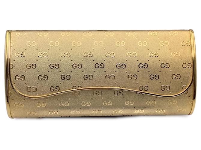 Gucci Vintage seltene goldene Metall GG Monogramm Abend Clutch  ref.1393538