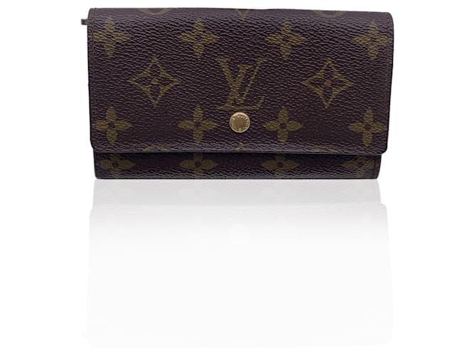 Louis Vuitton Porte Monnaie Geldbörse im Vintage-Stil mit Monogramm M61735 Braun Leinwand  ref.1393539
