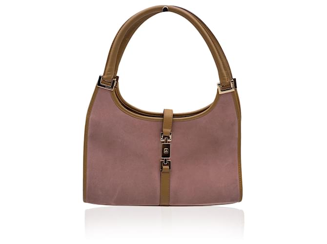 Gucci Pink Suede Beige Leather Jackie Hobo Bag Shoulder Bag  ref.1393541