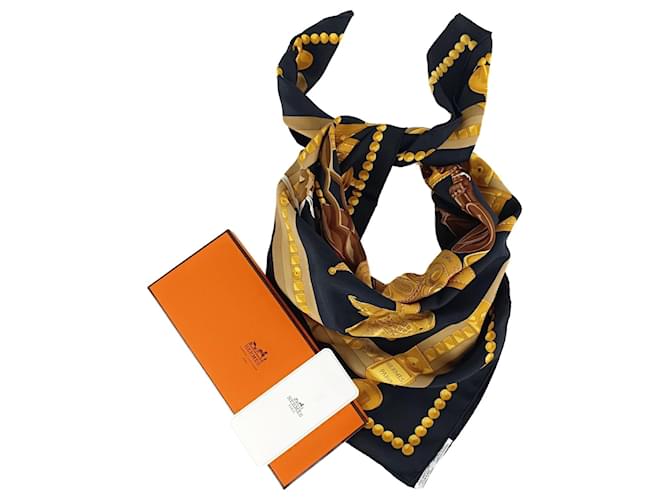 Hermès silk scarf 88x88 Cuillers D'Afrique Black  ref.1393545