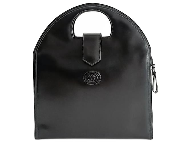 Bolso Gucci vintage de cuero negro  ref.1393546