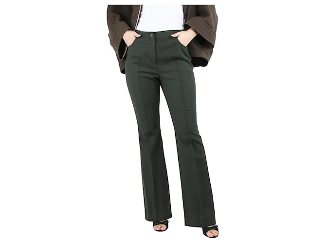 Akris Green flare-leg trousers - size UK 12 Cotton  ref.1393551