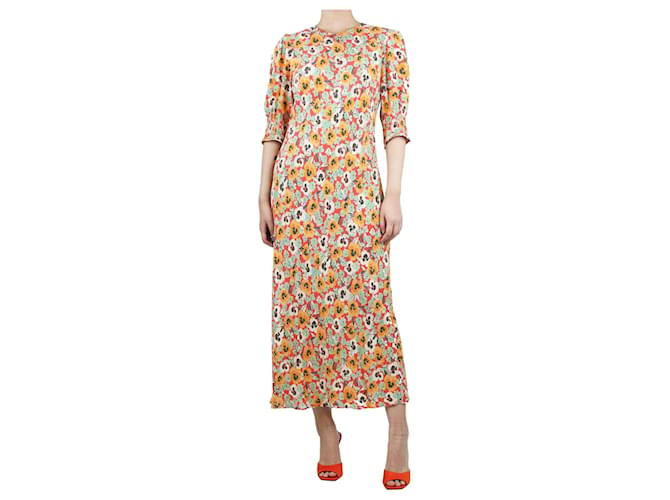 Autre Marque Vestido maxi multicolorido com estampa floral - tamanho UK 12 Multicor Viscose  ref.1393553