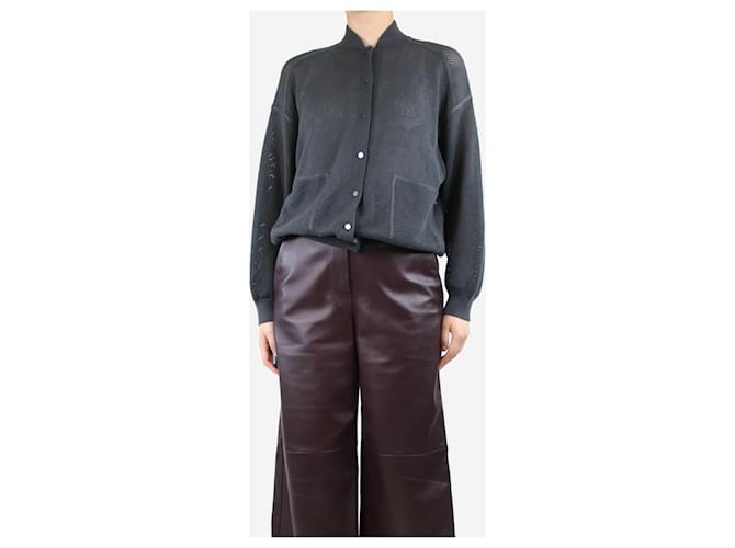 Brunello Cucinelli Dark grey mesh bomber jacket - size L Cotton  ref.1393556