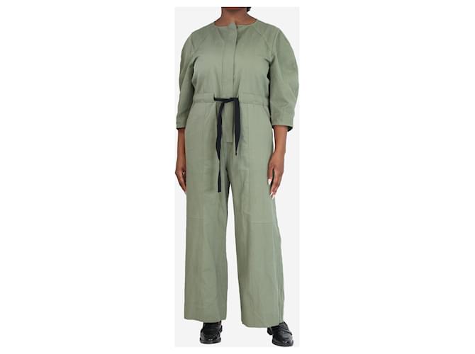 Autre Marque Olive green belted jumpsuit - size UK 12 Cotton  ref.1393557