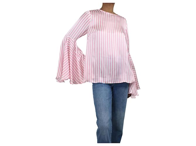 Autre Marque Pink striped super flared sleeve top - size UK 10  ref.1393558