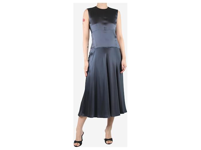 Calvin Klein Vestido midi de seda cinza sem mangas com recorte nas costas - tamanho UK 10  ref.1393560