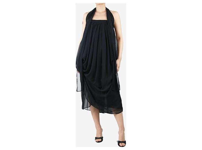 Dolce & Gabbana Robe longue asymétrique drapée noire - taille UK 8 Polyester  ref.1393563