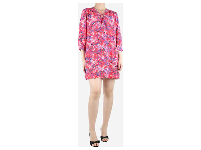 Autre Marque Mini-robe en soie rouge à imprimé floral - taille UK 10  ref.1393568