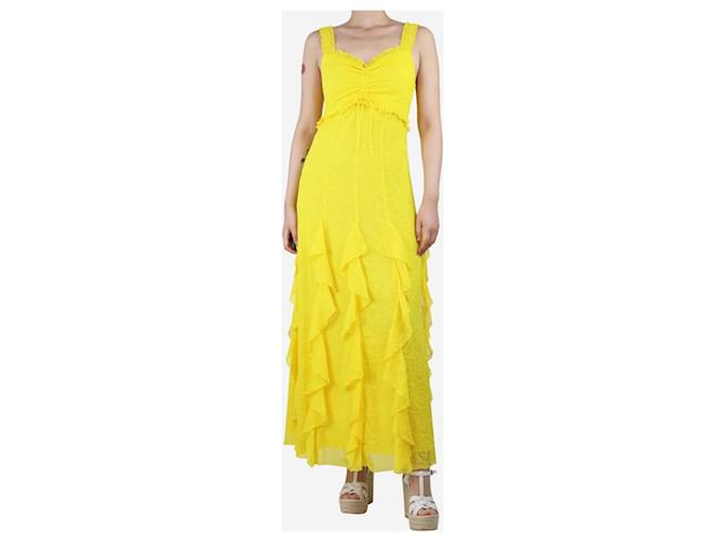 Alice + Olivia Vestido midi bordado amarelo - tamanho UK 8 Poliéster  ref.1393573