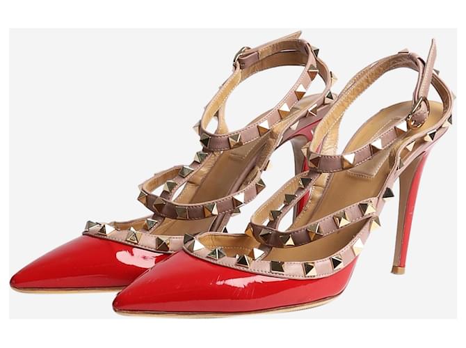 Valentino Escarpins Rockstud vernis rouges - taille EU 38,5 Cuir  ref.1393578