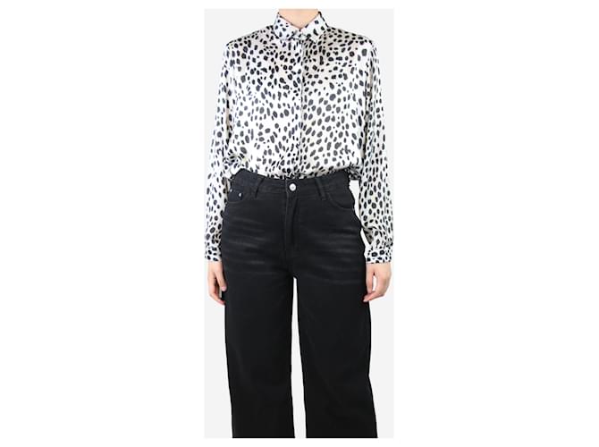 Roberto Cavalli Camisa branca com estampa de leopardo - tamanho UK 10 Branco  ref.1393579
