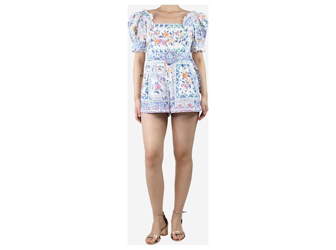 Farm Rio Playsuit mit mehrfarbigem Blumenmuster und Gürtel – Größe S Mehrfarben Baumwolle  ref.1393584