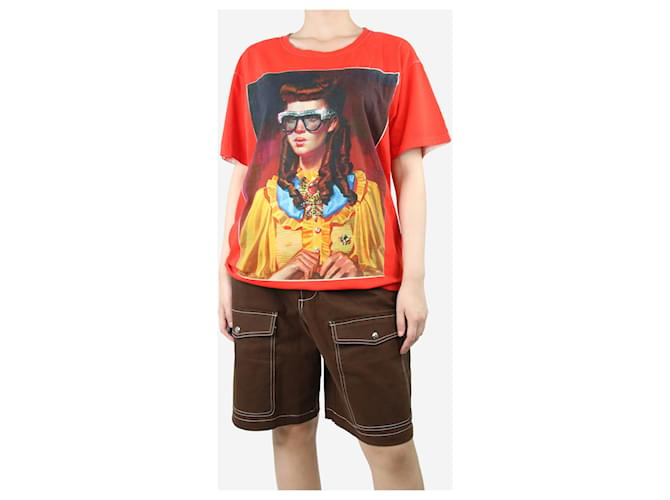 Gucci Camiseta retrato vermelha - tamanho L Vermelho Algodão  ref.1393586