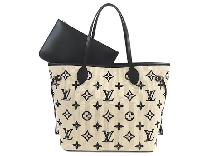 Louis Vuitton Brown Monogram Embroidered Cotton By The Pool Neverfull MM Beige Cloth  ref.1393622