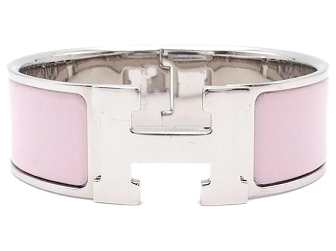 Hermès Pulseira Hermes Pink Clic Clac H Rosa Esmalte  ref.1393624