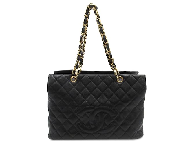 Cabas caviar matelassé CC noir Chanel Cuir  ref.1393636