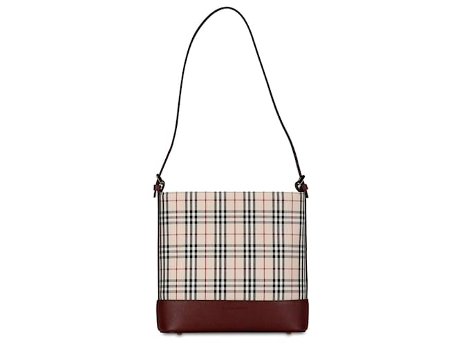 Burberry Brown House Check Shoulder Bag Beige Cloth Cloth  ref.1393641