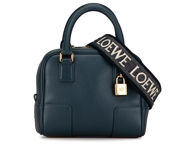 LOEWE Sac Amazona 16 Square en cuir de veau bleu Veau façon poulain Bleu foncé  ref.1393648