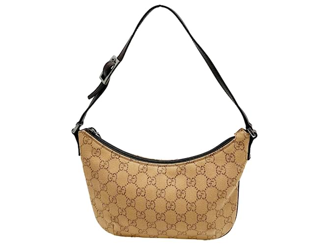 Gucci Brown GG Canvas Shoulder Bag Dark brown Pony-style calfskin Cloth  ref.1393659