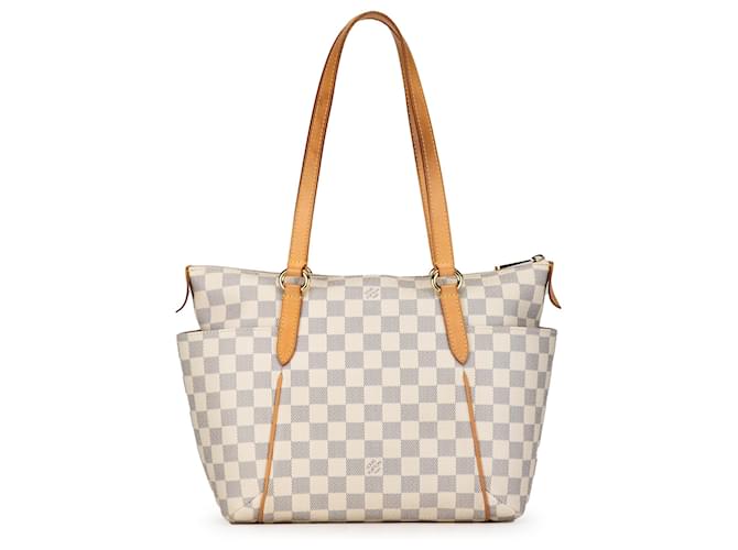 Louis Vuitton White Damier Azur Totally PM Cuir Toile Marron Blanc  ref.1393675