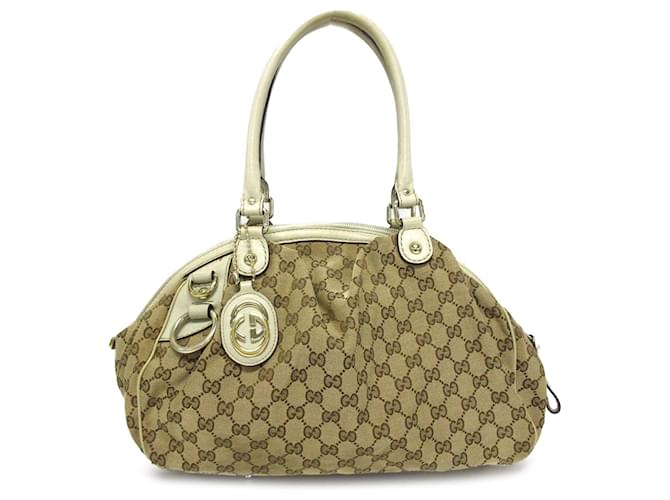 Gucci Brown GG Canvas Sukey Satchel Castaño Becerro Paño  ref.1393682