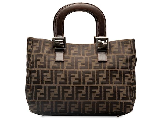 Fendi Brown Zucca Twins Canvas Handbag Cloth Cloth  ref.1393687