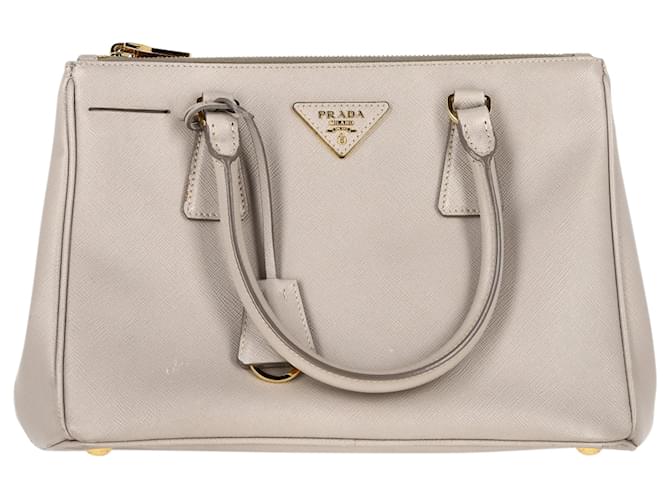 Grand Sac Cabas Prada Galleria en Cuir Saffiano Gris Beige  ref.1393701