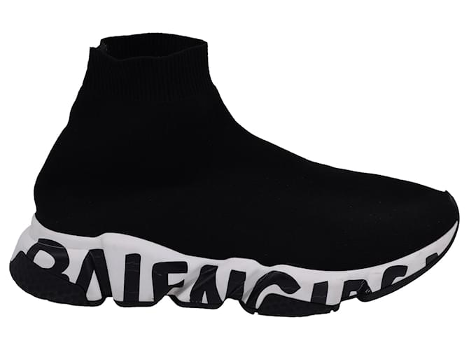 Balenciaga Speed Graffiti Sneaker aus schwarzem Polyester  ref.1393702