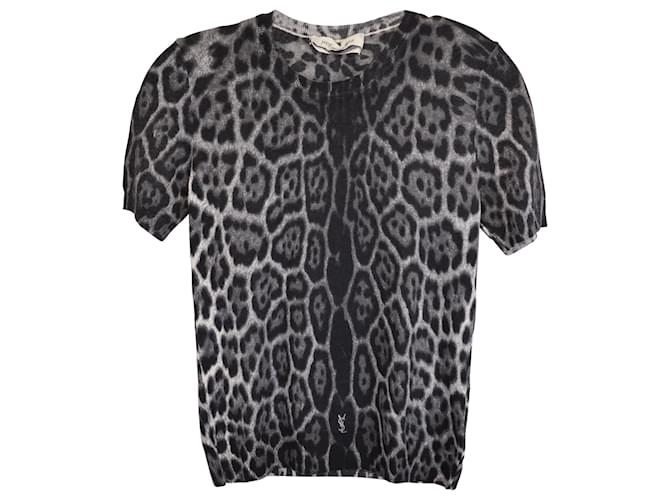 Yves Saint Laurent Short Sleeve Top in Animal Print Wool Python print  ref.1393703
