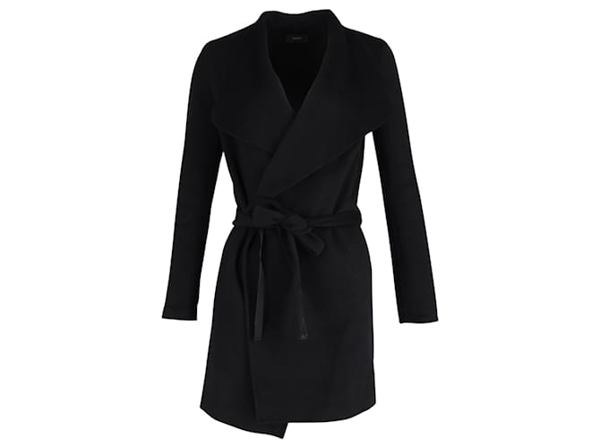 Joseph Belted Wrap Coat in Black Wool  ref.1393706