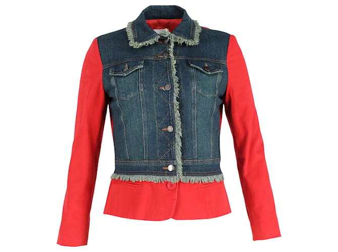 Moschino Jeans Vintage-Panel-Jacke aus rotem und blauem Denim Bordeaux John  ref.1393718