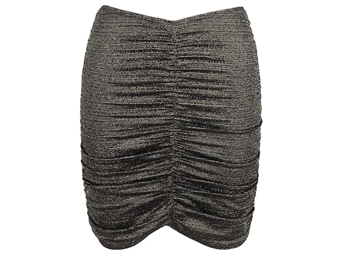 Lisa Marie Fernandez Ruched Mini Skirt in Metallic Black Nylon  ref.1393722