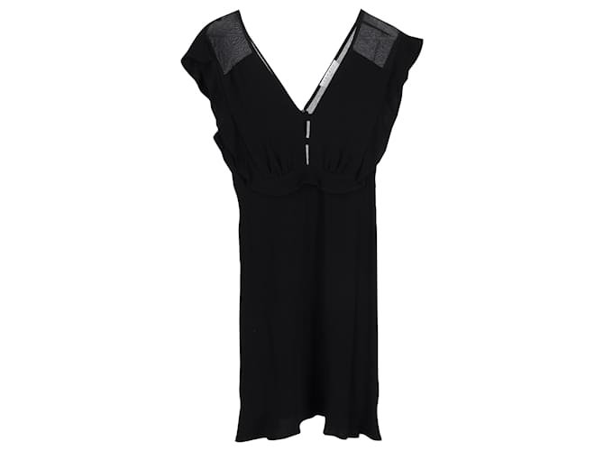 Sandro – Kleid mit V-Ausschnitt aus schwarzer Viskose Zellulosefaser  ref.1393727