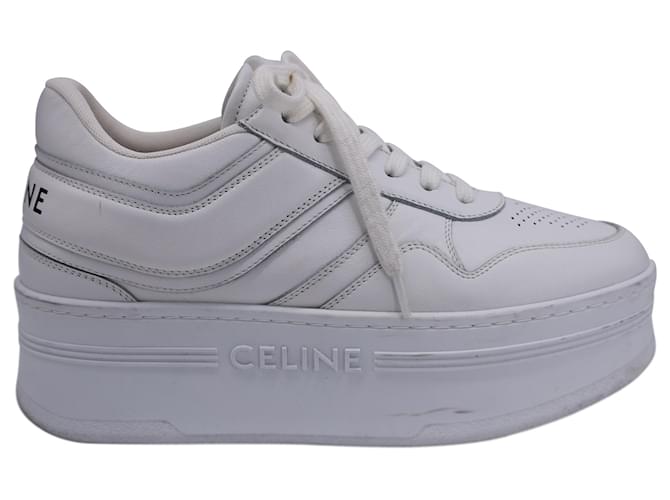 Céline Baskets à plateforme Celine en cuir blanc Écru  ref.1393729