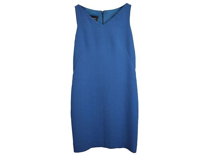 Akris V-neck Shift Dress in Blue Wool  Light blue