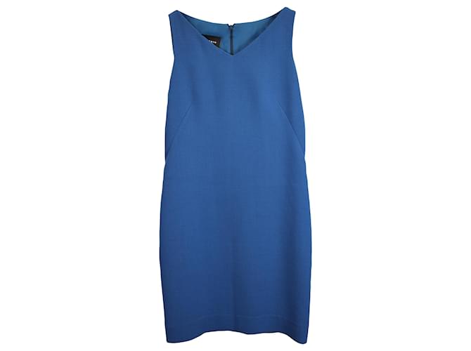 Robe droite à col en V Akris en laine bleue Bleu clair  ref.1393732