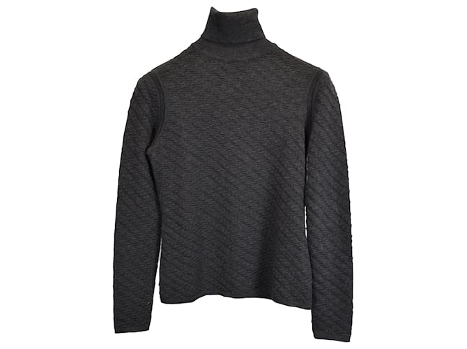 Missoni Textured Turtleneck Sweater in Gray Wool Grey  ref.1393733
