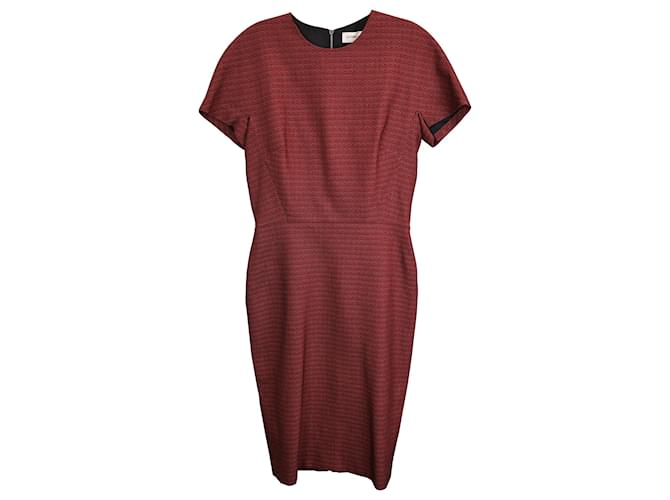 Victoria Beckham Stretch Jacquard Midi Dress in Burgundy Cotton Red Dark red  ref.1393737