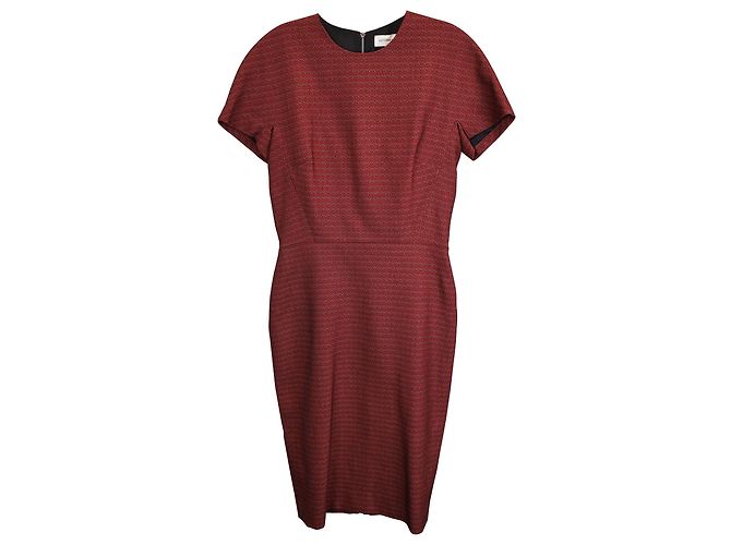 Vestido midi de jacquard elástico Victoria Beckham en algodón burdeos Roja